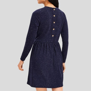 Loft Babydoll Classy Flecked Button Back Swing Dress Women’s LP Light Academia
